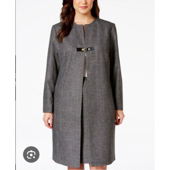 Calvin Klein Women’s 100% Linen Long Blazer Gray Size 4 Workwear Academia Preppy - Picture 1 of 9